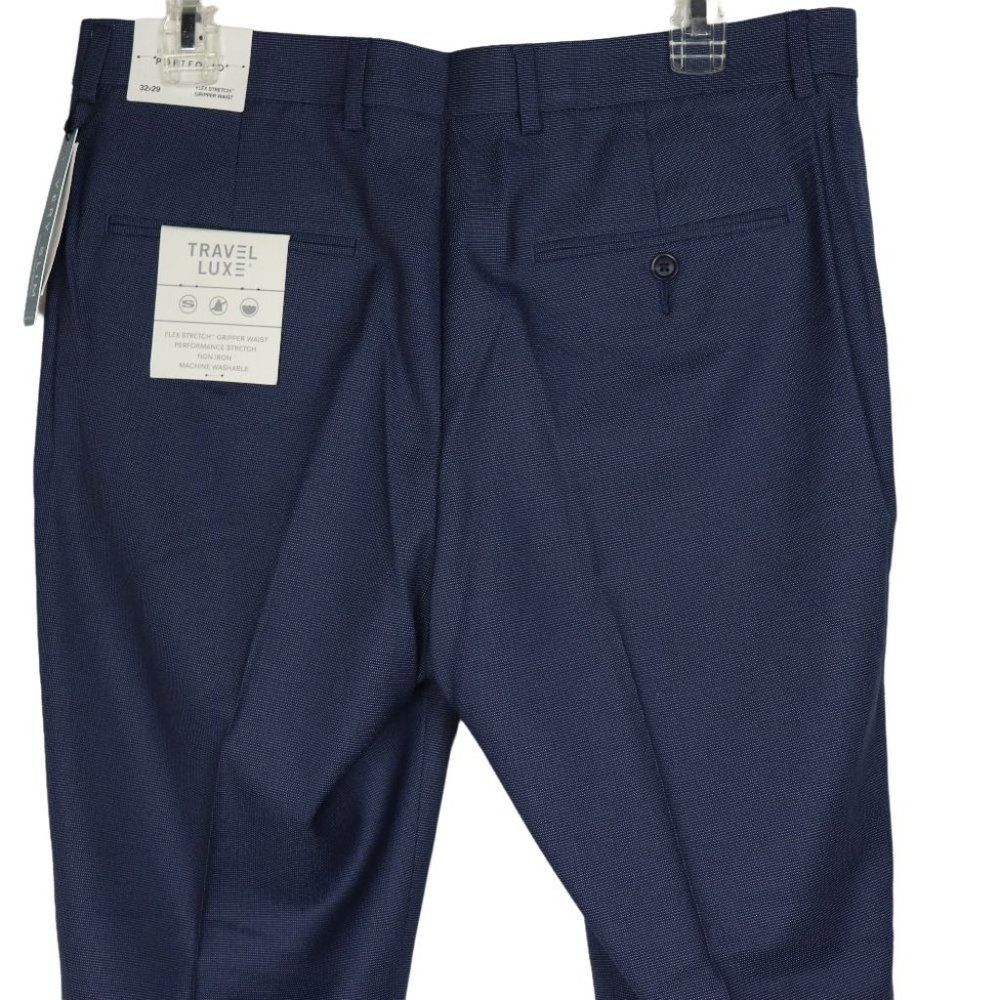 NWT Perry Ellis Bering Sea Blue Slim Fit Pin Check Dress Pants - Picture 3 of 7